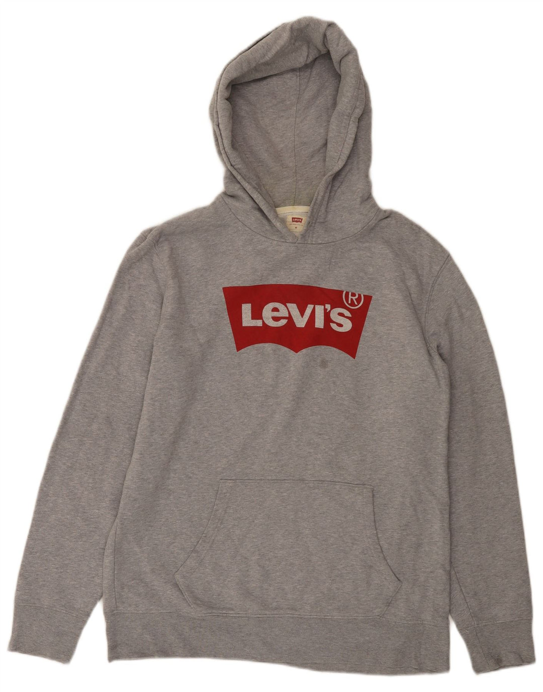 Levi's Mens Graphic Hoodie Jumper Medium Grey Flecked Cotton