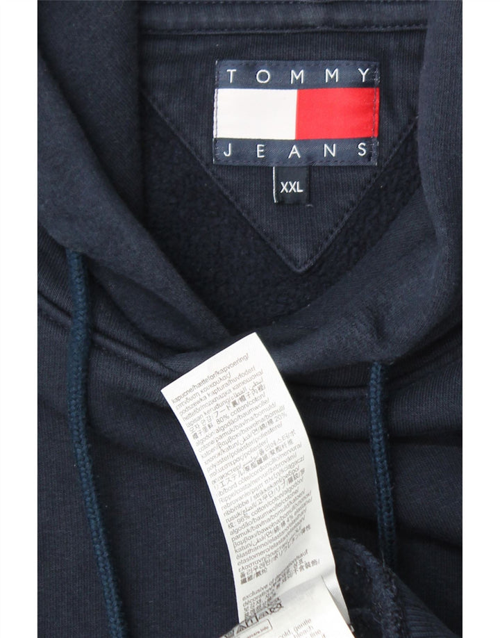 TOMMY HILFIGER Mens Hoodie Jumper 2XL Navy Blue Cotton