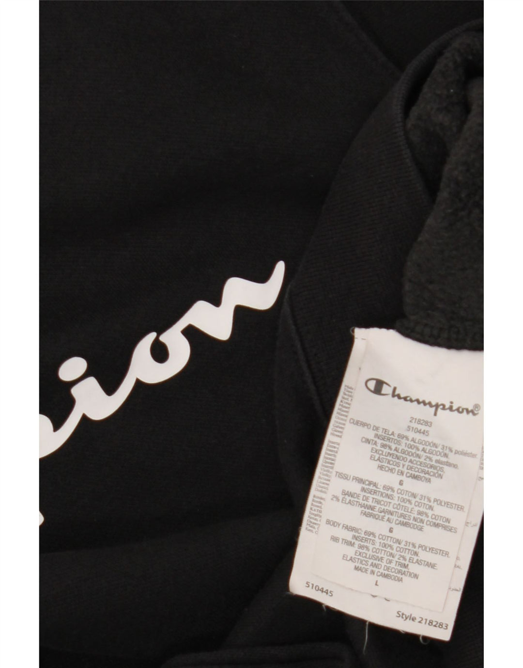 Champion Mens Graphic Sweatshirt Jumper Large Black Cotton