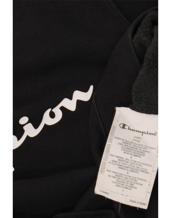 Champion Mens Graphic Sweatshirt Jumper Large Black Cotton