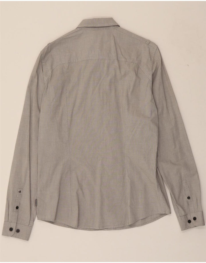 CALVIN KLEIN JEANS Mens Slim Fit Shirt Medium Grey Cotton Vintage Calvin Klein Jeans and Second-Hand Calvin Klein Jeans from Messina Hembry 