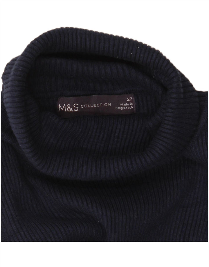 MARKS & SPENCER Womens Roll Neck Jumper Sweater UK 22 3XL Navy Blue