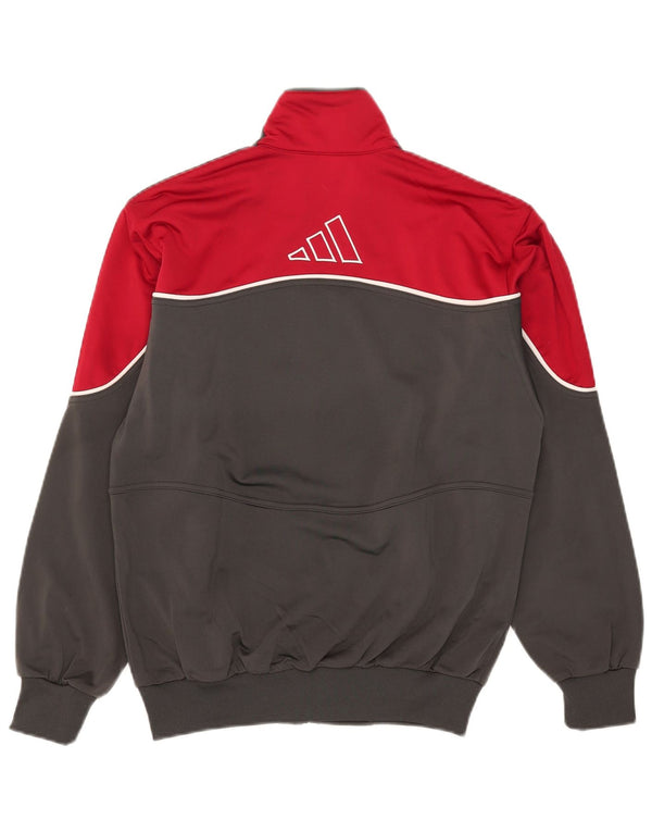 Adidas Boys Graphic Tracksuit Top Jacket 13-14 Years Grey Colourblock