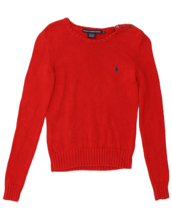 Ralph Lauren Womens Boat Neck Jumper Sweater UK 6 XS Red Cotton