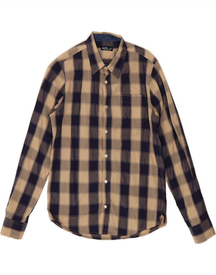 RIFLE Mens Shirt Small Beige Check Cotton Vintage Rifle and Second-Hand Rifle from Messina Hembry 