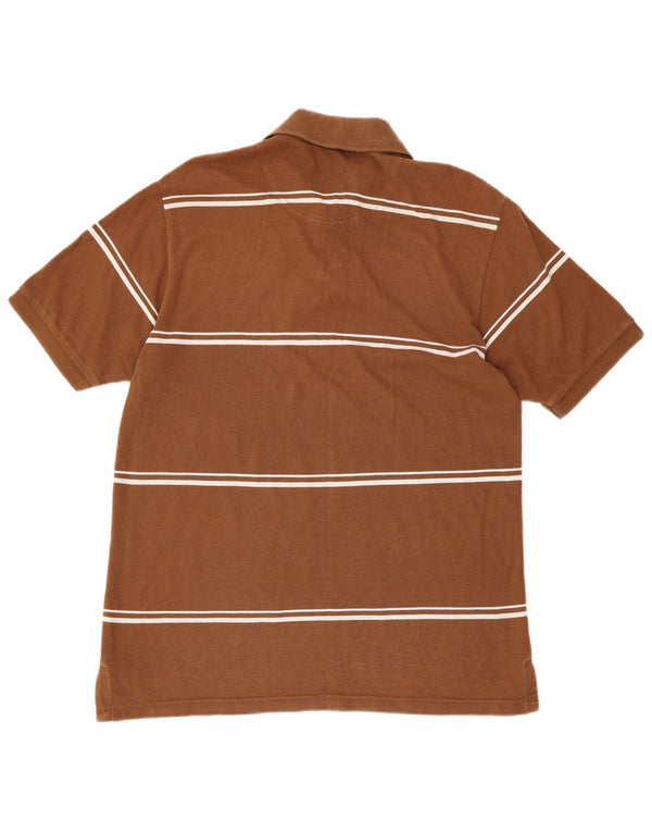 TIMBERLAND Mens Polo Shirt Medium Brown Striped Cotton