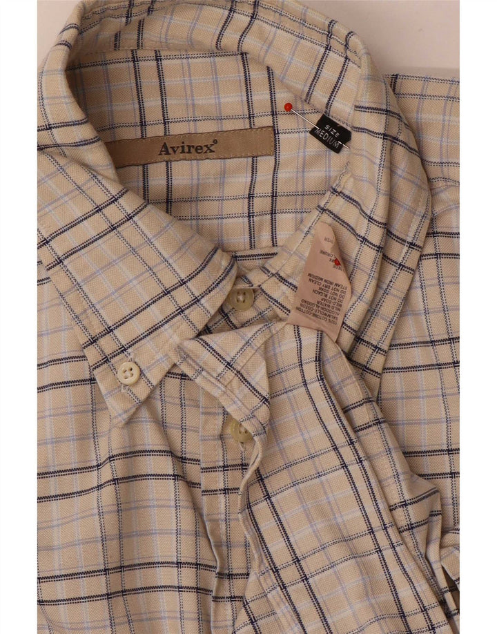 Avirex Mens Flannel Shirt Medium Beige Check Cotton