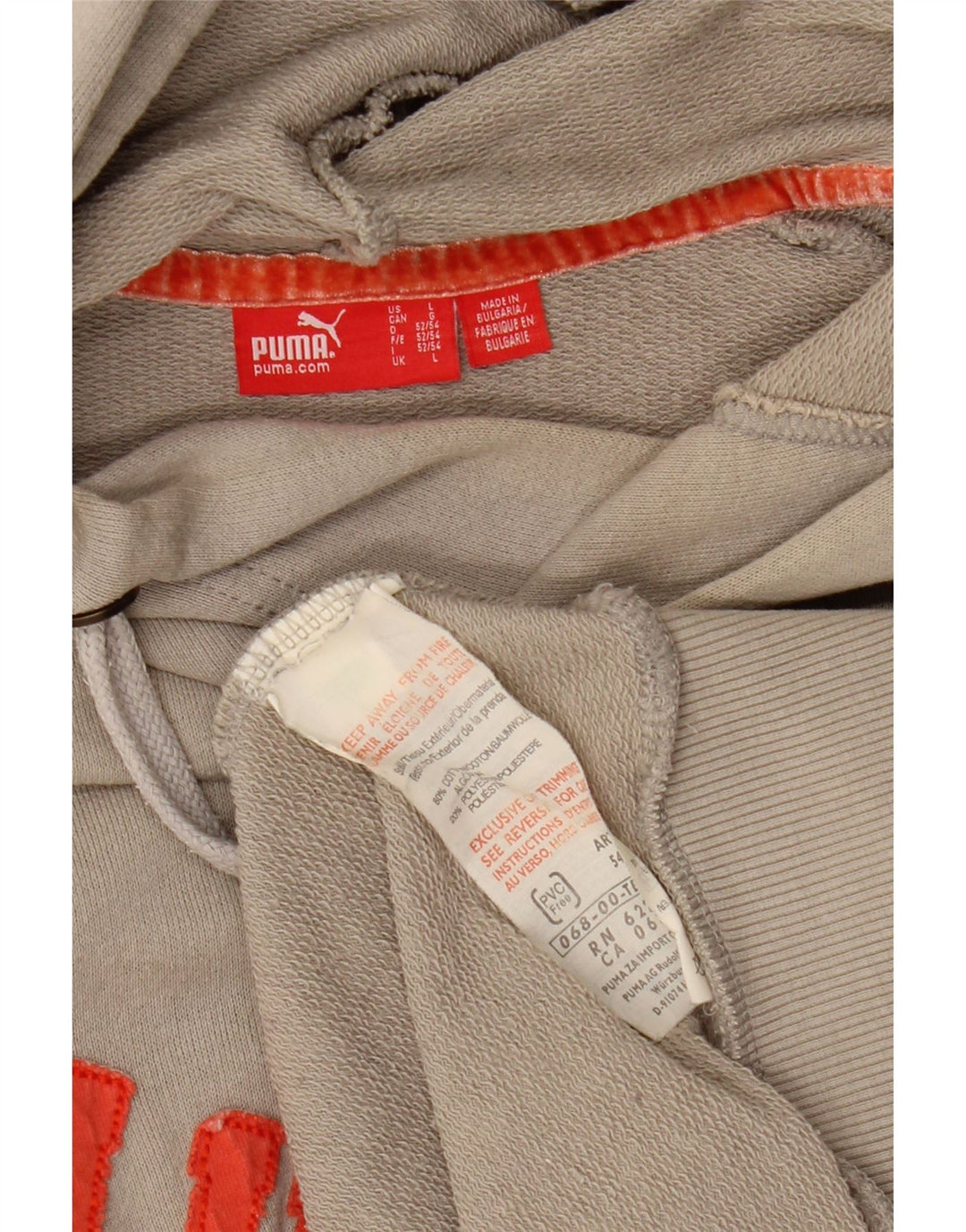 PUMA Mens Graphic Hoodie Jumper Large Grey Cotton