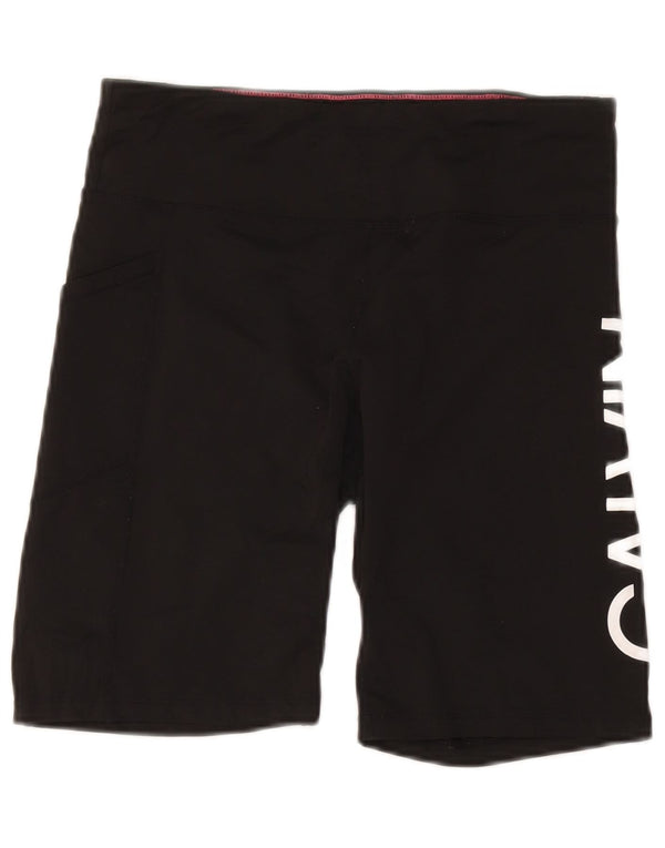 Calvin Klein Womens Graphic Sport Shorts UK 14 Large Black Nylon