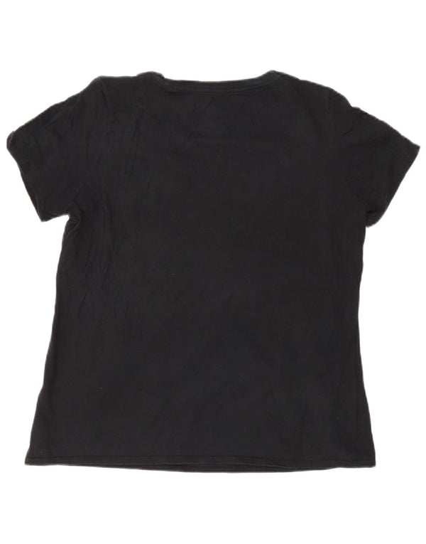 NIKE Womens Athletic Cut Graphic T-Shirt Top UK 16 Large Navy Blue Cotton