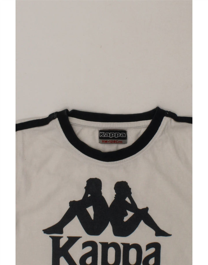 KAPPA Boys Graphic T-Shirt Top 7-8 Years Medium White Cotton Vintage Kappa and Second-Hand Kappa from Messina Hembry 