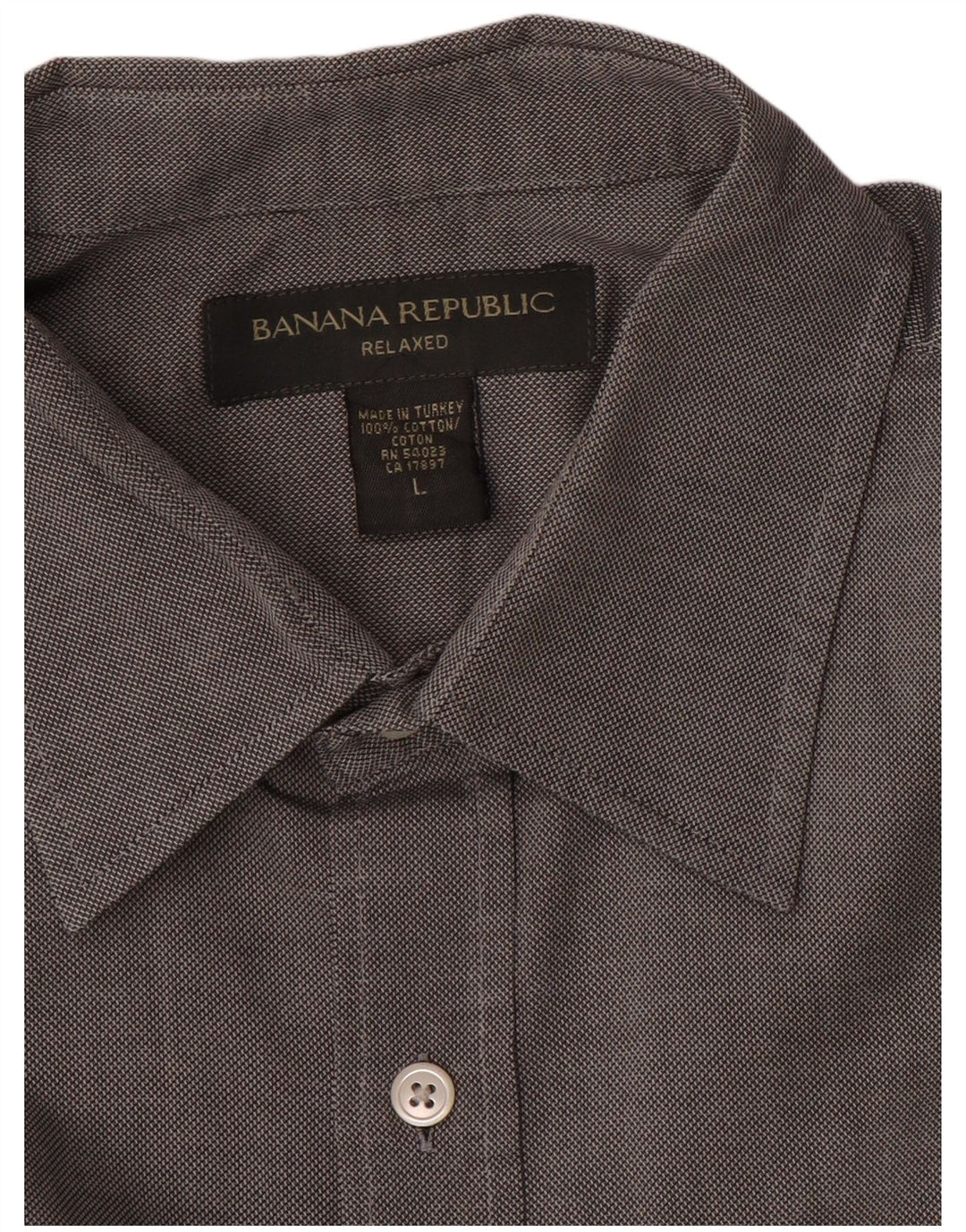 BANANA REPUBLIC Mens Relaxed Fit Shirt Large Grey Cotton