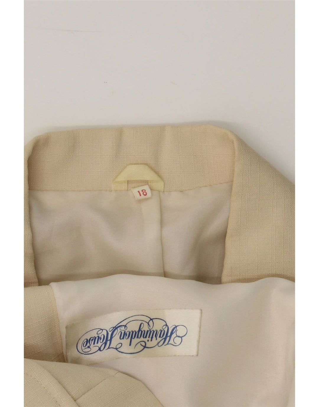 VINTAGE Womens 2 Button Blazer Jacket UK 18 XL Beige Polyester Vintage Vintage and Second-Hand Vintage from Messina Hembry 