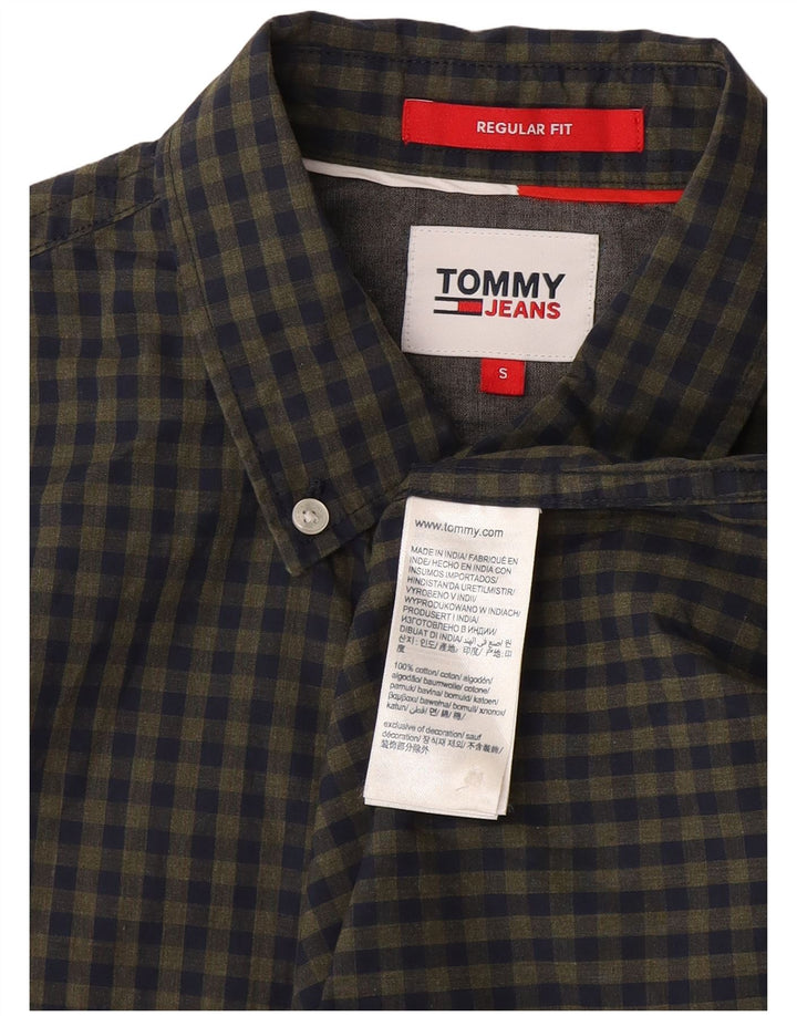 Tommy Hilfiger Mens Regular Fit Shirt Small Navy Blue Gingham Cotton