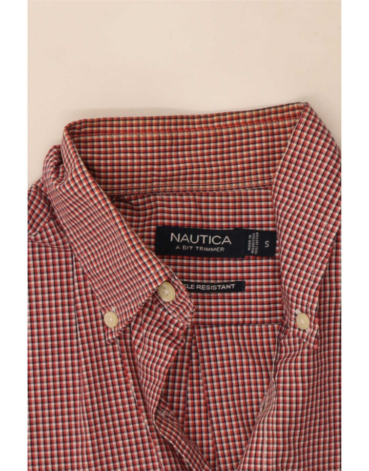Nautica Mens Shirt Small Red Gingham Cotton