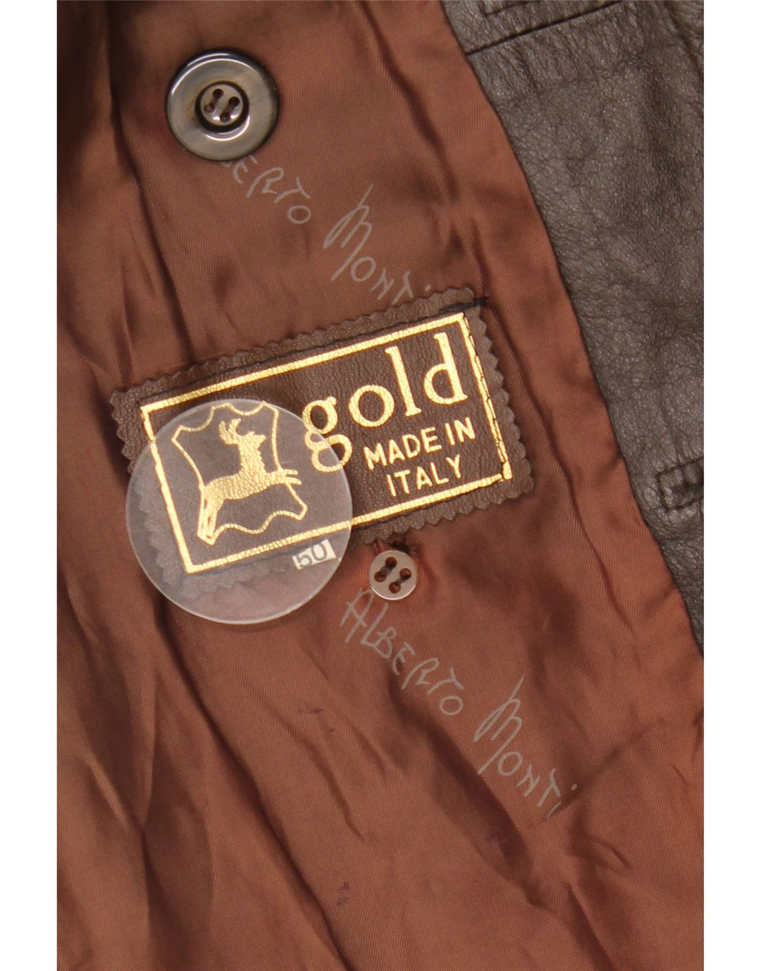 VINTAGE Womens Leather Coat IT 50 XL Brown