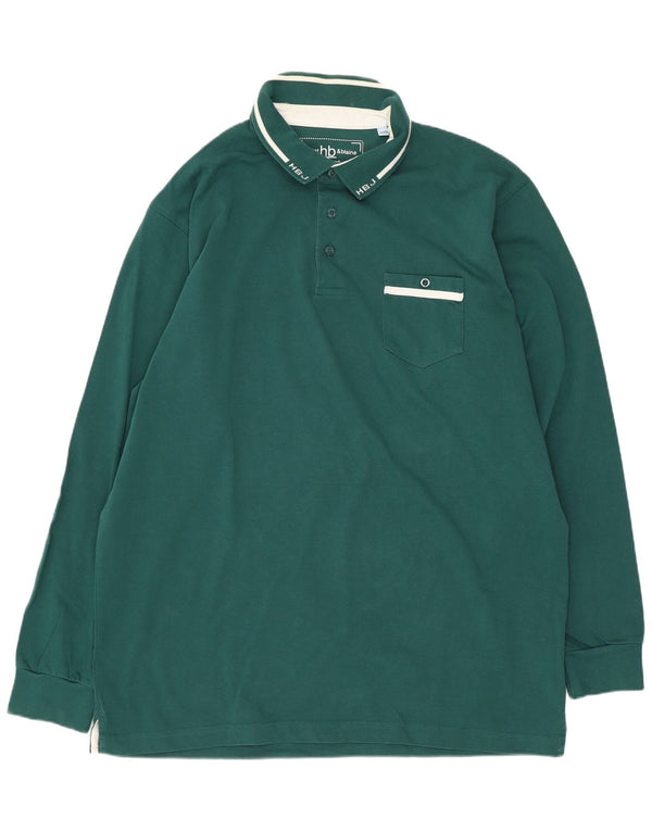 Harmont & Blaine Mens Long Sleeve Regular Fit Polo Shirt 3XL Green Cotton