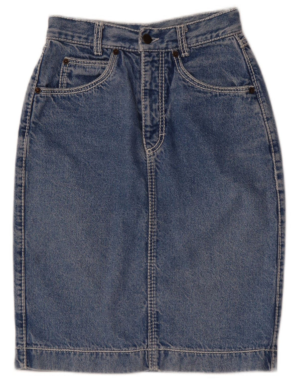 VINTAGE Womens Denim Skirt W24 XS Blue Cotton