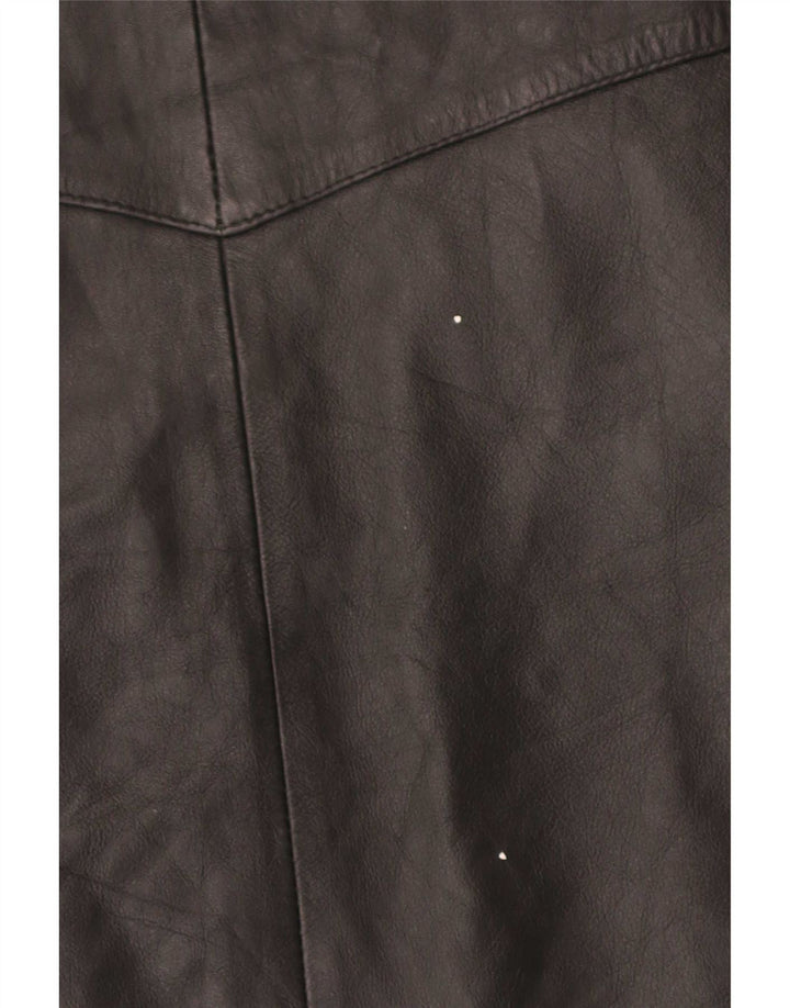 Vintage Mens Leather Waistcoat Medium Black