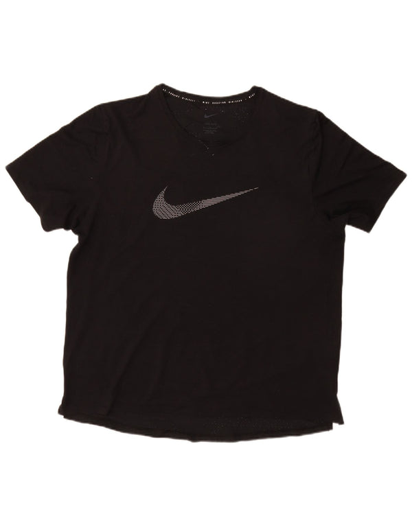 NIKE Mens Dri Fit Graphic T-Shirt Top Large Black Polyester