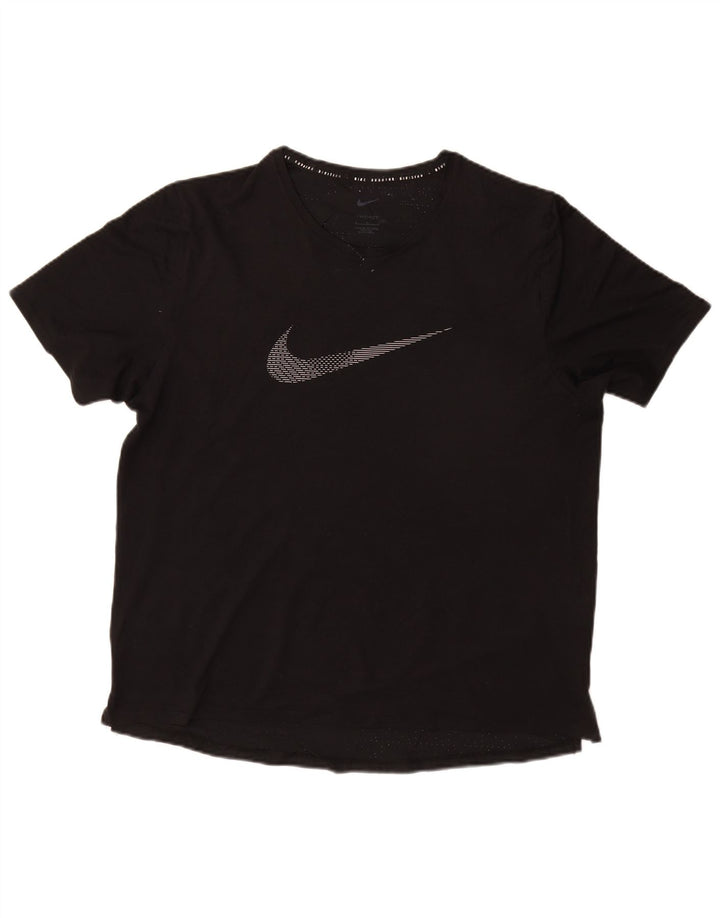 NIKE Mens Dri Fit Graphic T-Shirt Top Large Black Polyester