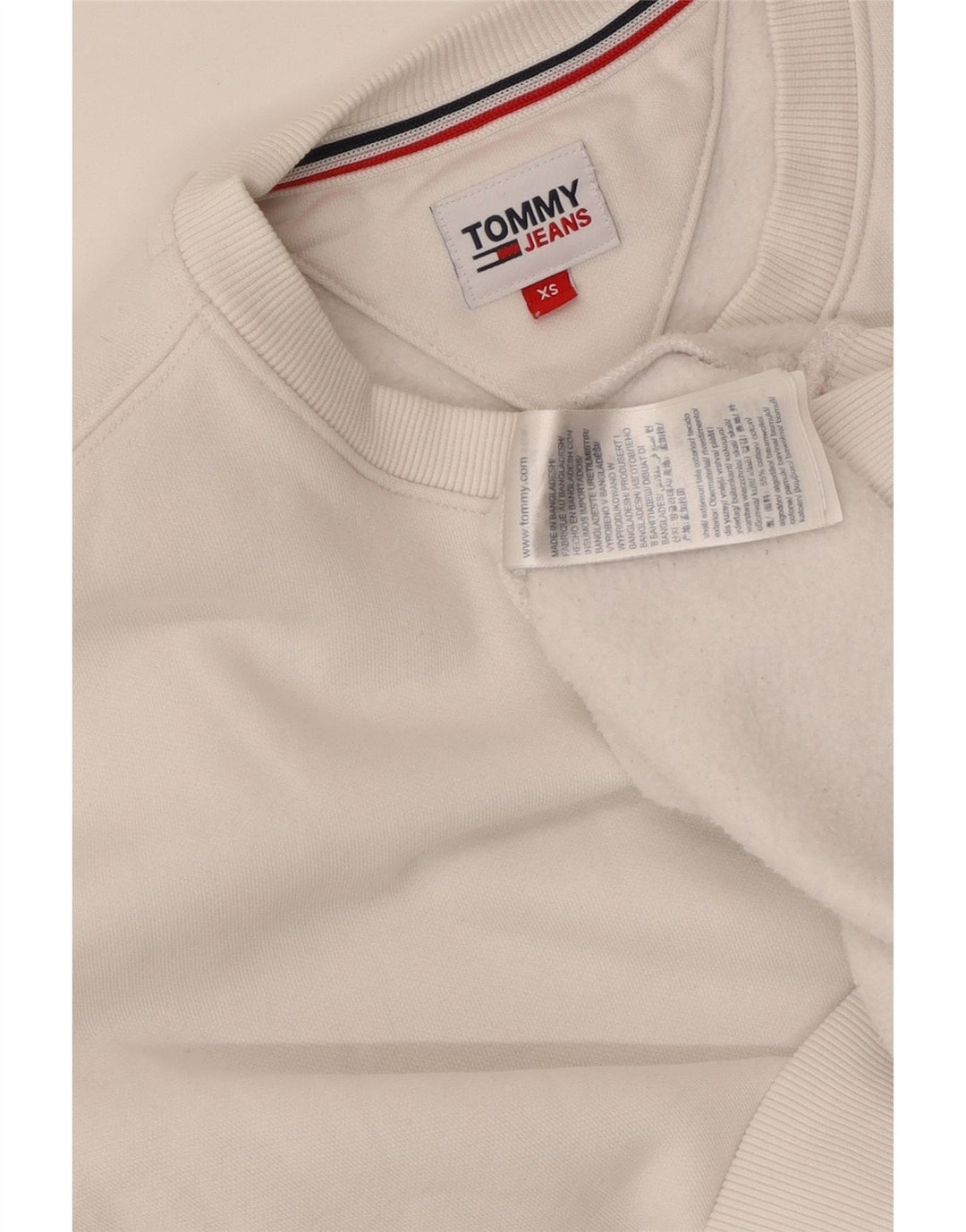 TOMMY HILFIGER Womens Oversized Sweatshirt Jumper UK 6 XS White Cotton