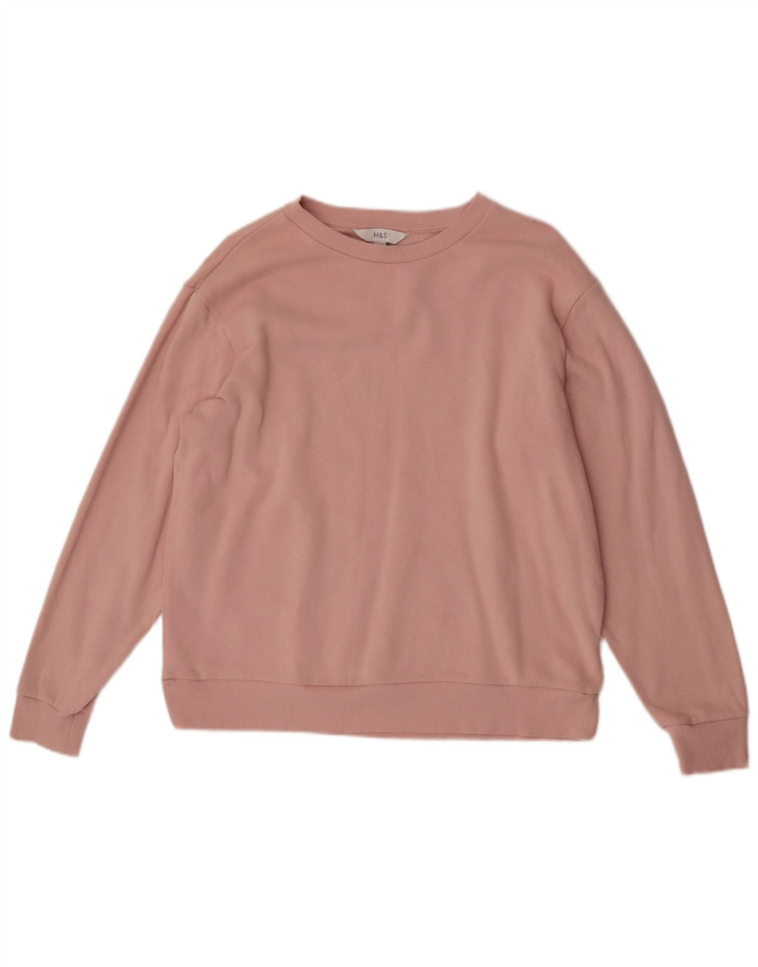 Marks & Spencer Womens Oversized Sweatshirt Jumper UK 14 Medium Pink Cotton