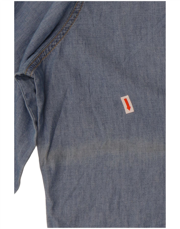 Izod Womens Denim Shirt UK 16 Large Blue Cotton