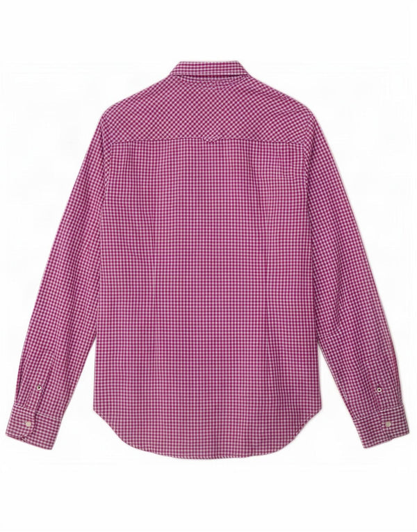 Tommy Hilfiger Womens Fitted Shirt US 6 Medium Purple Gingham Cotton