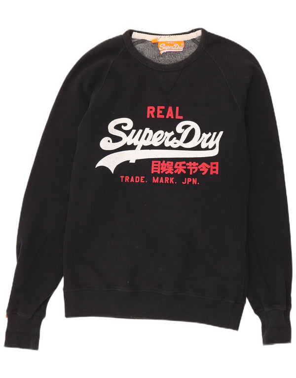 Superdry Mens Graphic Sweatshirt Jumper Medium Black Cotton