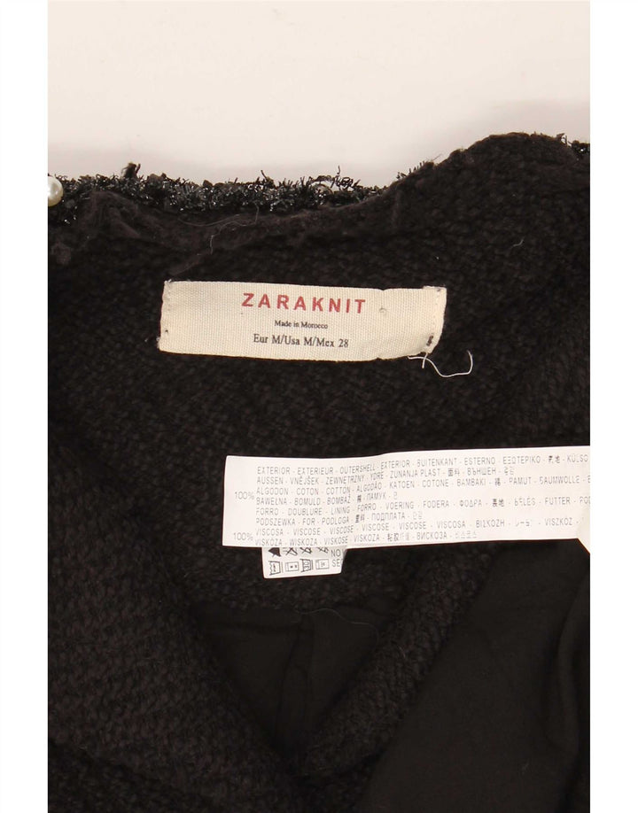 Zara Womens Overcoat UK 12 Medium Black Cotton