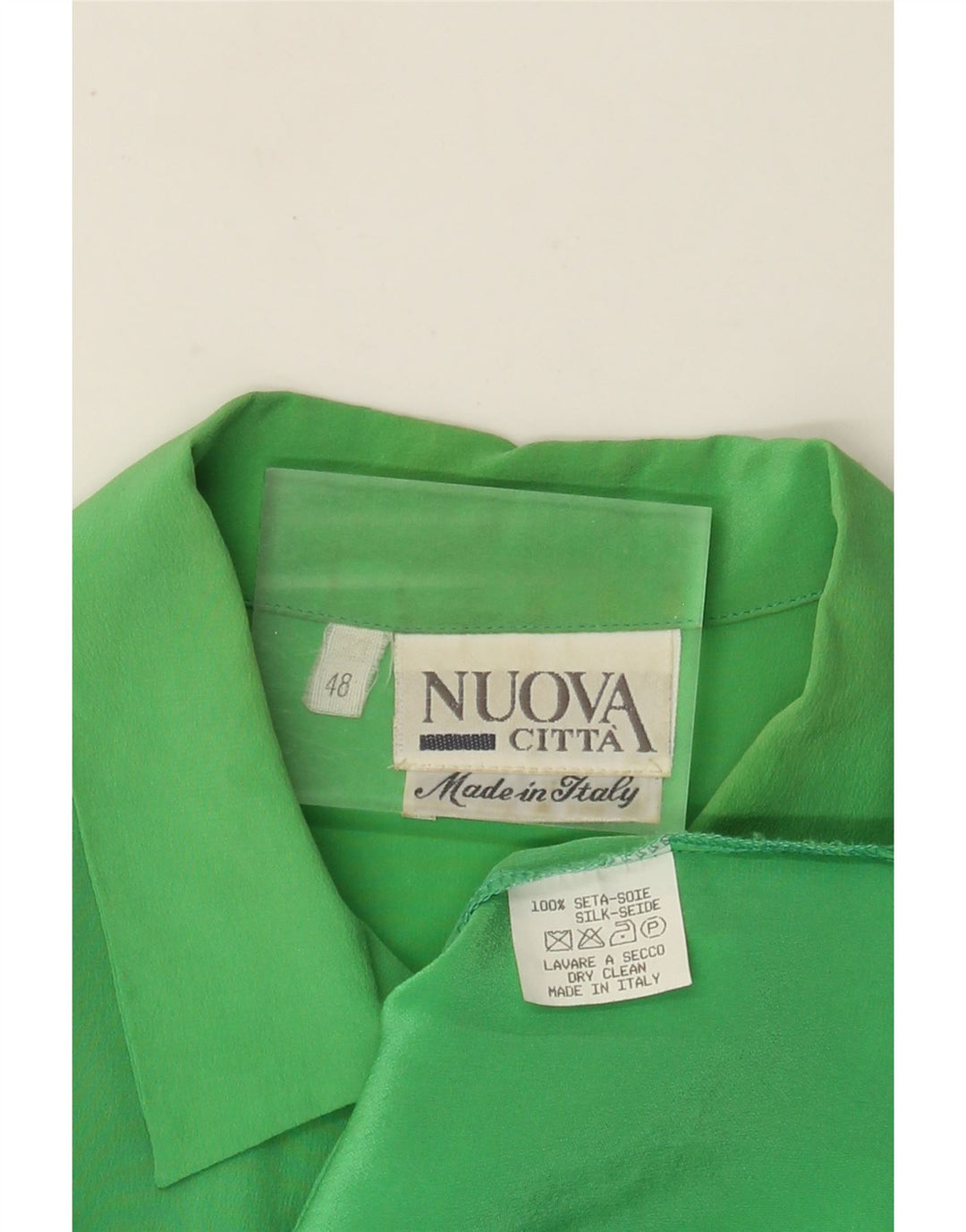 Nuova Citta Womens Shirt Blouse IT 48 XL Green Silk