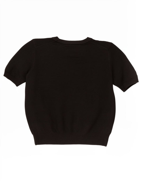 Zara Womens Short Sleeve Boat Neck Jumper Sweater UK 18 XL Black Viscose