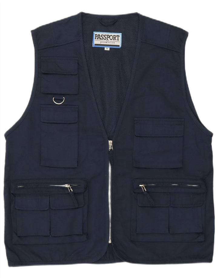 Passport Mens Utility Gilet UK 38 Medium Navy Blue Polyester