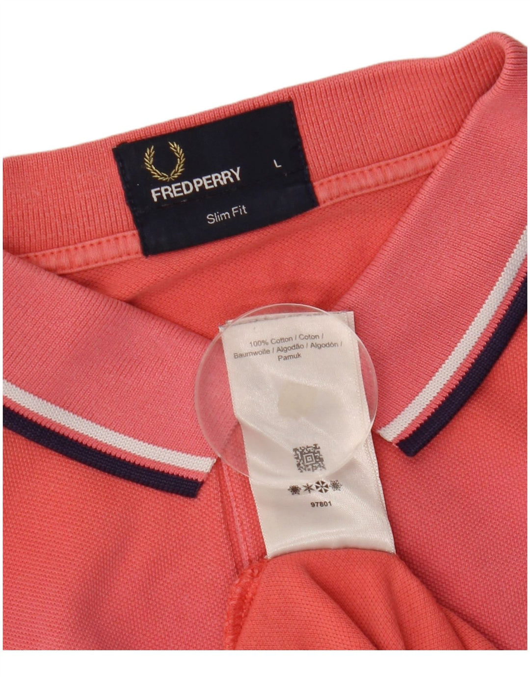 Fred Perry Mens Slim Fit Polo Shirt Large Pink Cotton
