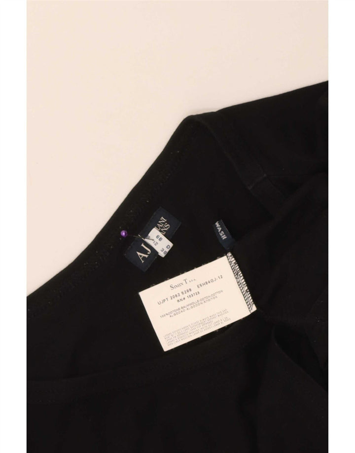 Armani Womens Graphic Top Long Sleeve UK 12 Medium Black Cotton