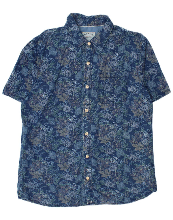 Fat Face Mens Short Sleeve Regular Fit Shirt Large Blue Floral Hawaiian