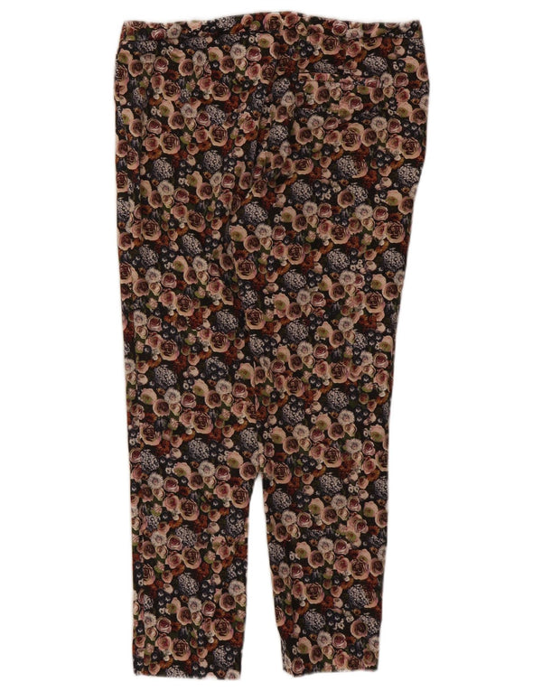 Zara Womens Slim Cropped Trousers Large W30 L26 Multicoloured Floral