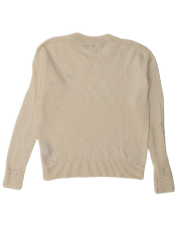 Tommy Hilfiger Womens Oversized Crew Neck Jumper Sweater UK 6 XS Off White