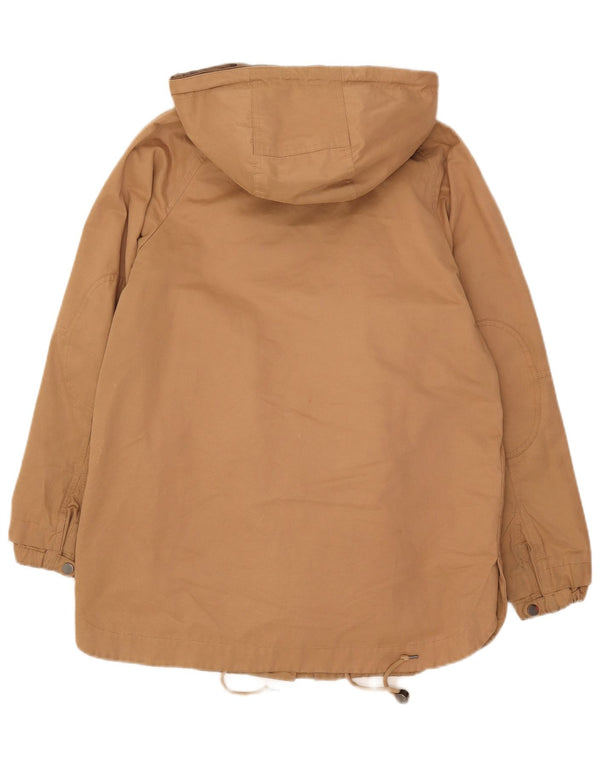 Zara Womens Hooded Parka Jacket UK 6 XS Beige Polyester