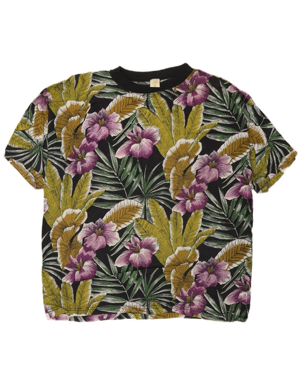 Vintage Mens T-Shirt Top Medium Multicoloured Floral Rayon