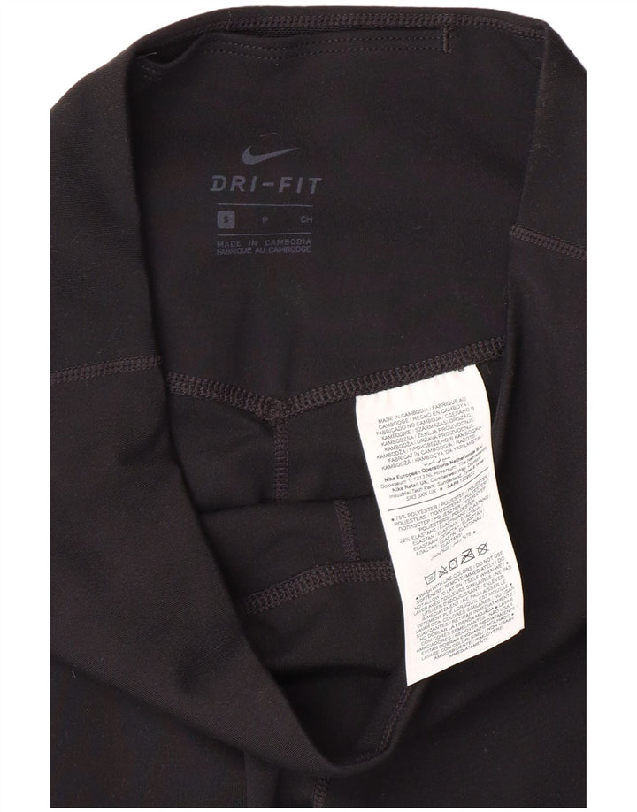 NIKE Womens Dri Fit Capri Leggings UK 8 Small  Black Polyester