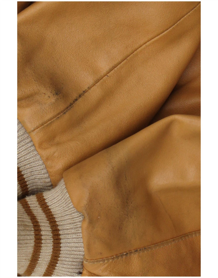 Vintage Mens Bomber Leather Jacket UK 42 XL Beige Leather
