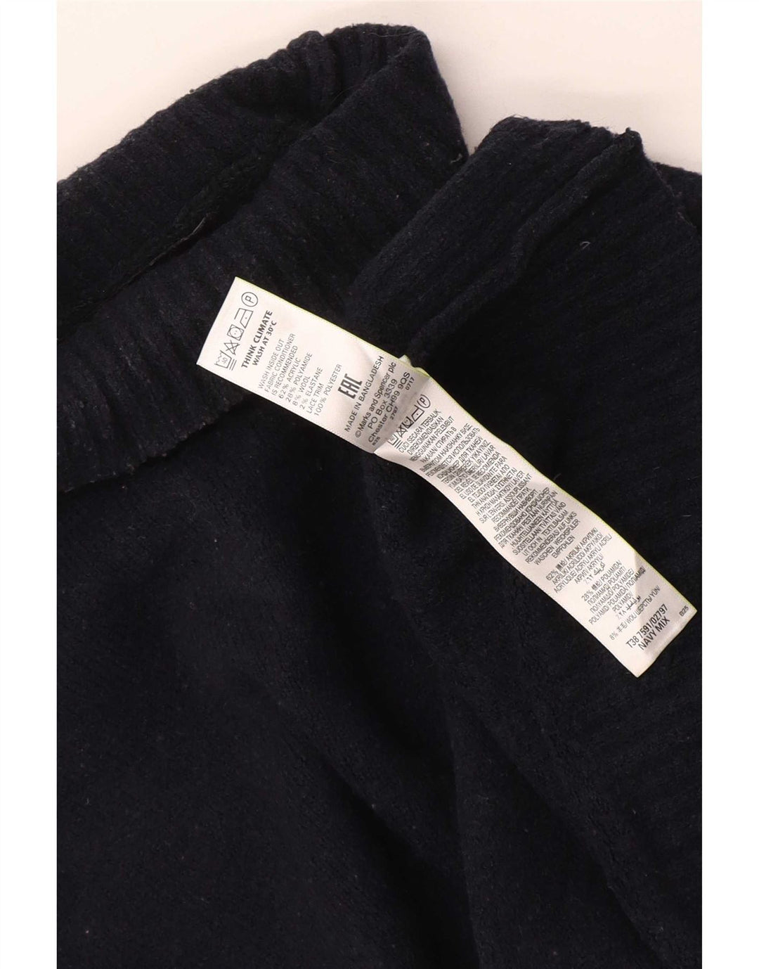 Marks & Spencer Womens Roll Neck Jumper Sweater UK 14 Medium Navy Blue