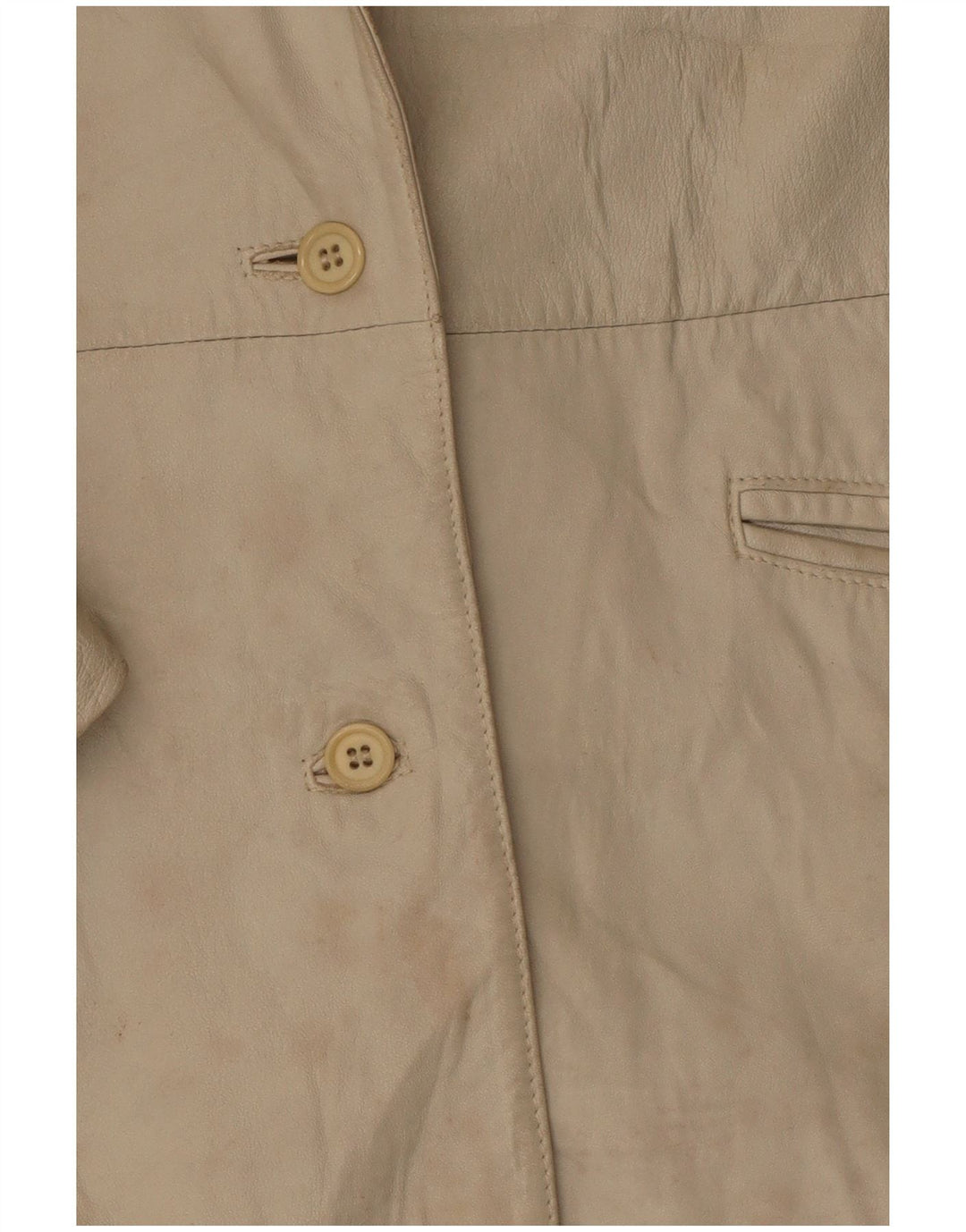 Marcos Womens 2 Button Leather Blazer Jacket IT 44 Medium Beige Leather