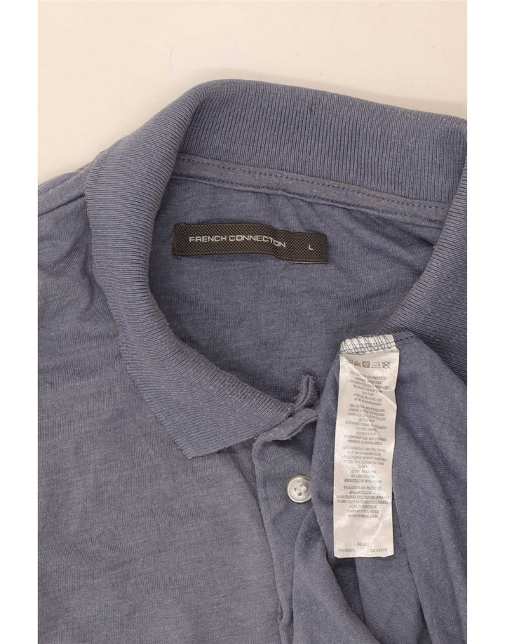 French Connection Mens Polo Shirt Large Blue Cotton
