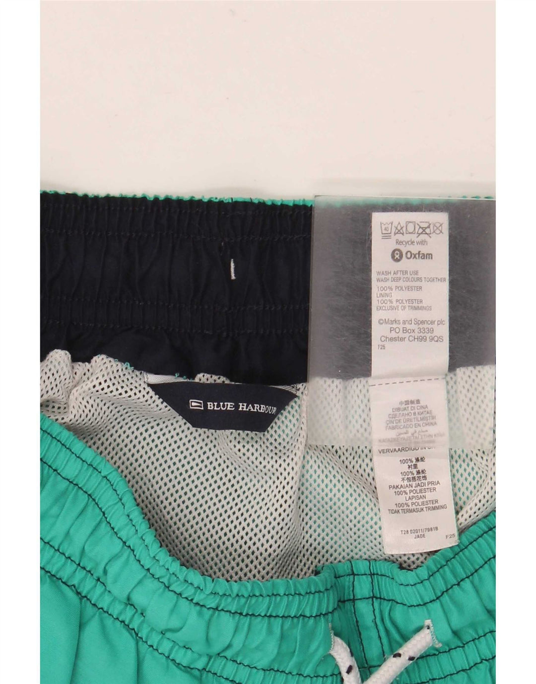 Marks & Spencer Mens Blue Harbour Swimming Shorts Medium Green Polyester