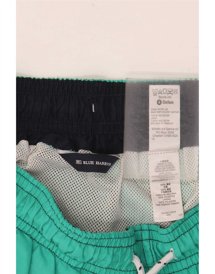 Marks & Spencer Mens Blue Harbour Swimming Shorts Medium Green Polyester