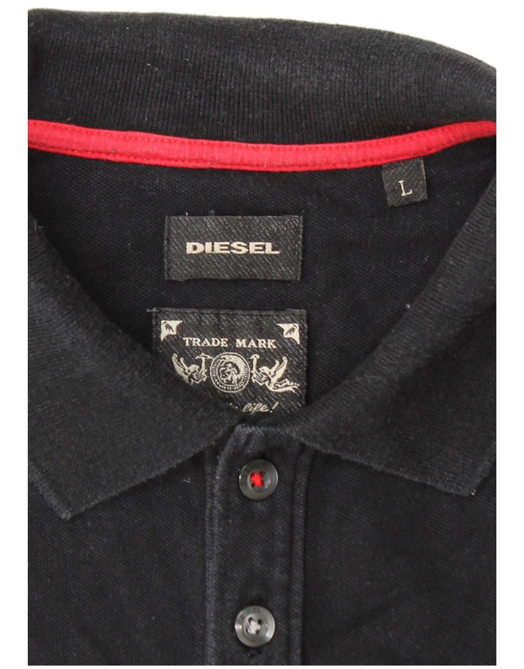 DIESEL Mens Polo Shirt Large Black Cotton