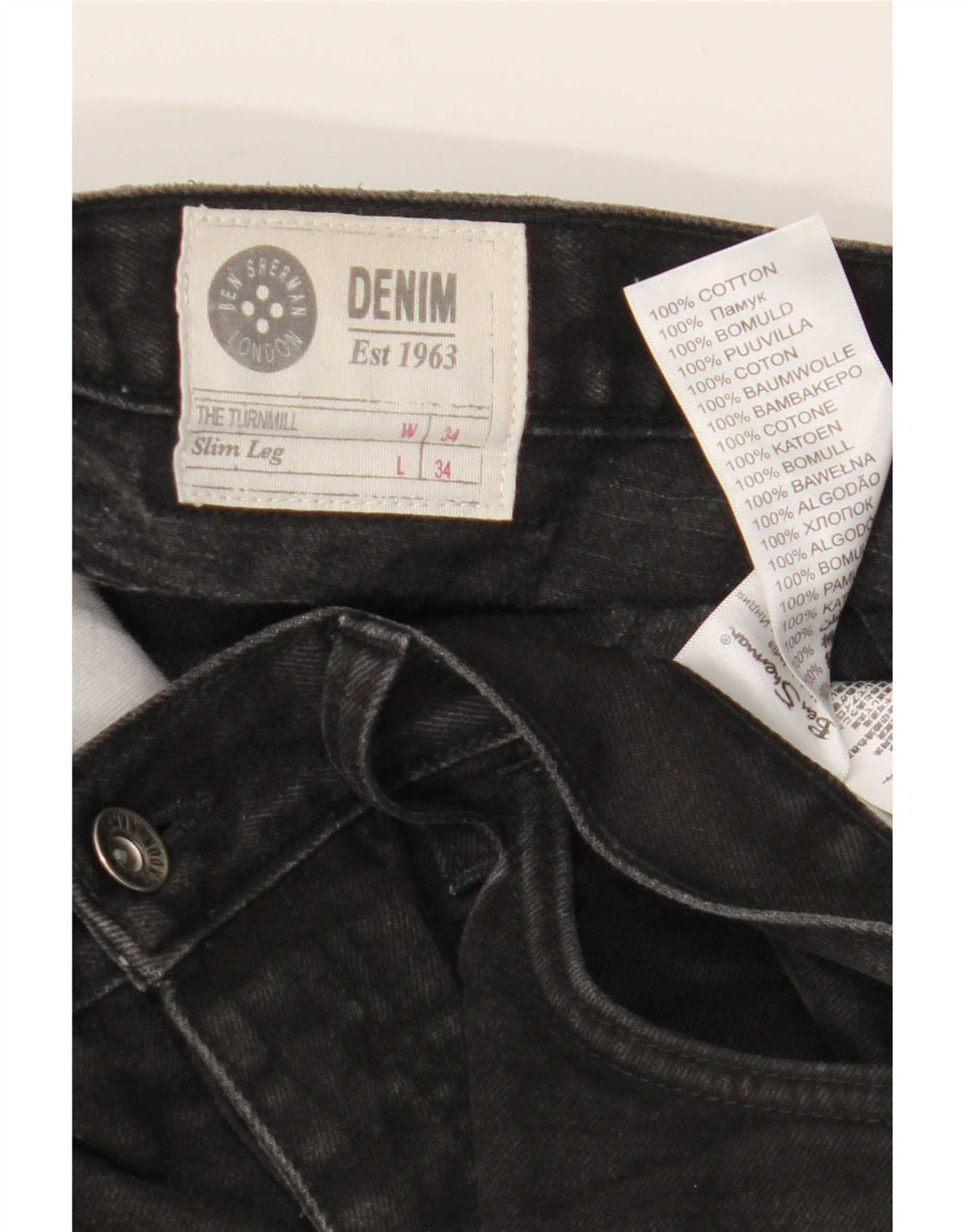 Ben Sherman Mens Slim Jeans W34 L34 Black